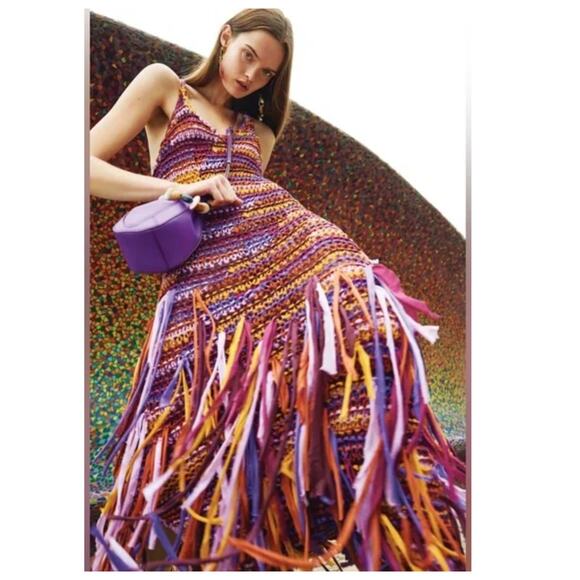 Ulla Johnson Emmalina Crochet Fringe Cotton & Silk Maxi Dress Size Small - Picture 2 of 16